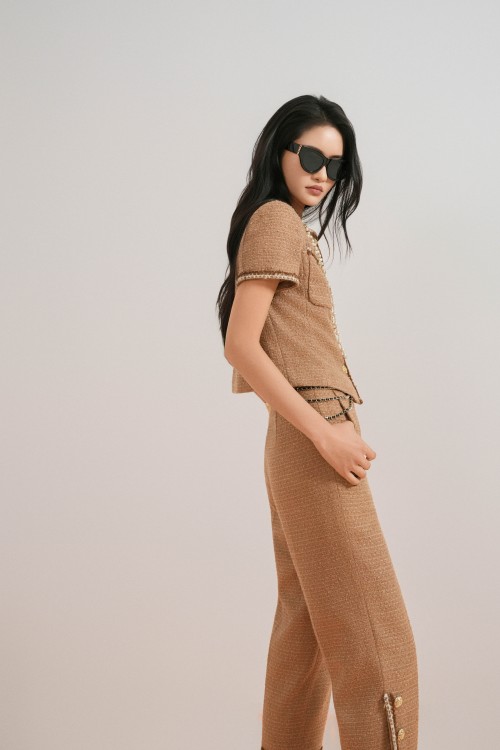 Sixdo Brown Tweed Baggy Pants